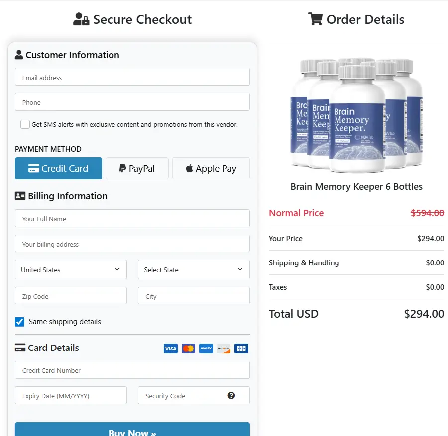 Brain Memory Keeper-Order-Page